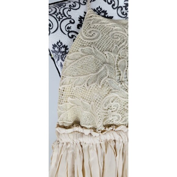 Moon River S Boho Halter Crochet Lace Linen Halter Neck  Backless Dress Beige - Picture 4 of 10